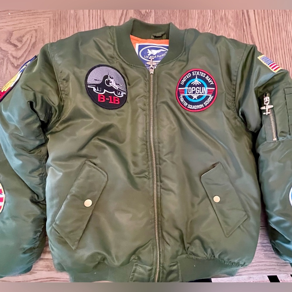 Up and Away Youth XL Sage Green Kids MA-1 Flight Jacket